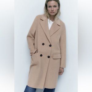 NWT ZARA DOUBLE BREASTED WOOL BLEND COAT (M)